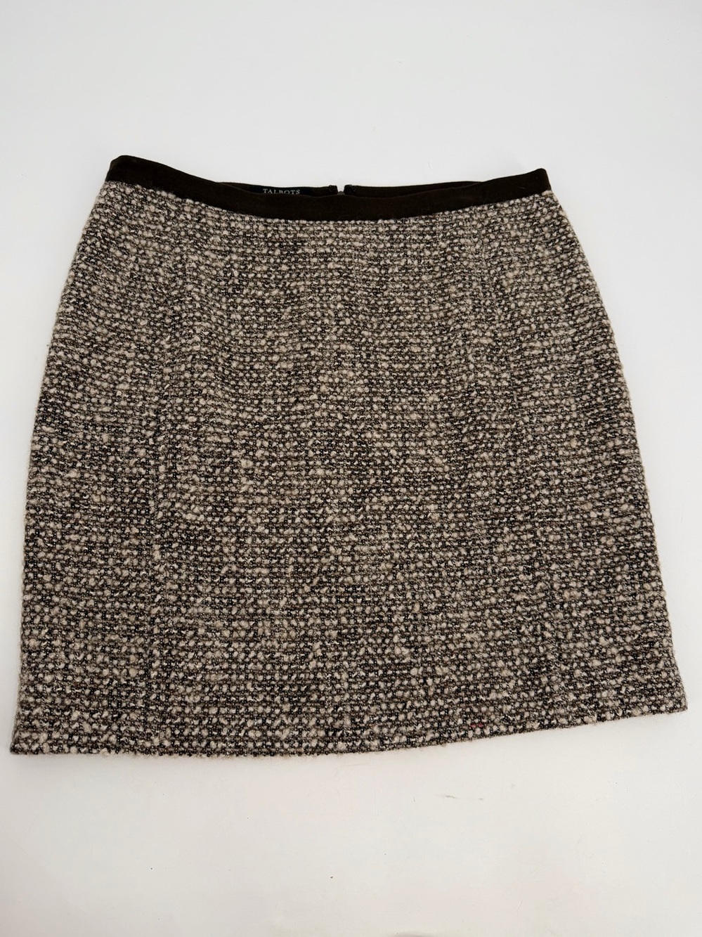 Talbots Skirt Womens 12 Petite Brown Tweed Pencil Skirt Straight Preppy Office